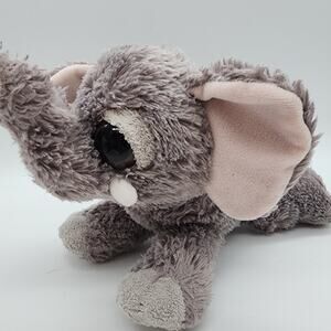 Aurora Beanie Elephant Plush 10” Gray Floppy Hard Big Bulging Eyes Stuffed Toy